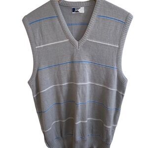 Vintage light gray striped sweater vest